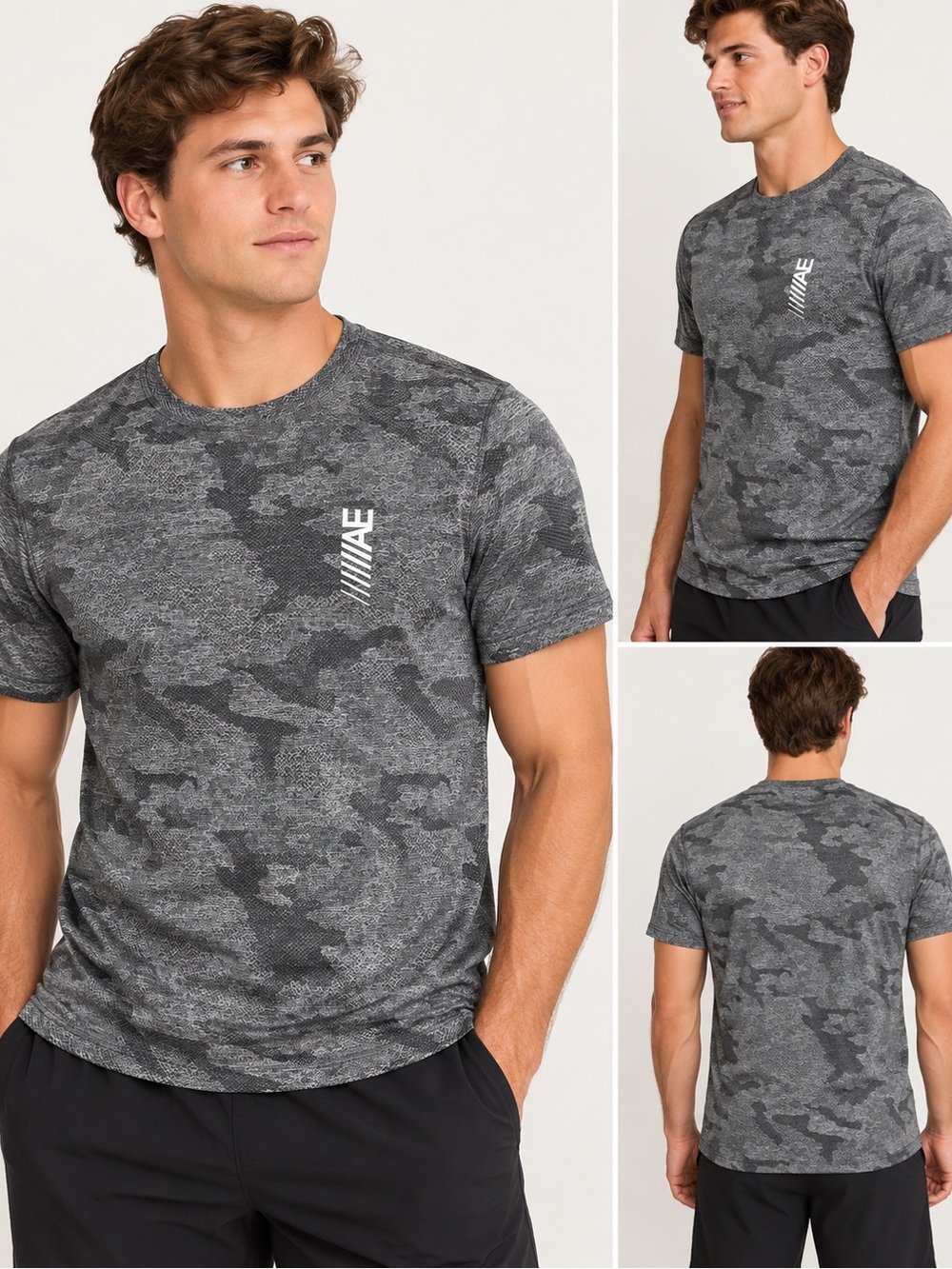 AE American Eagle Flex Men’s Camo Performance T-Shirt Gray Size Small